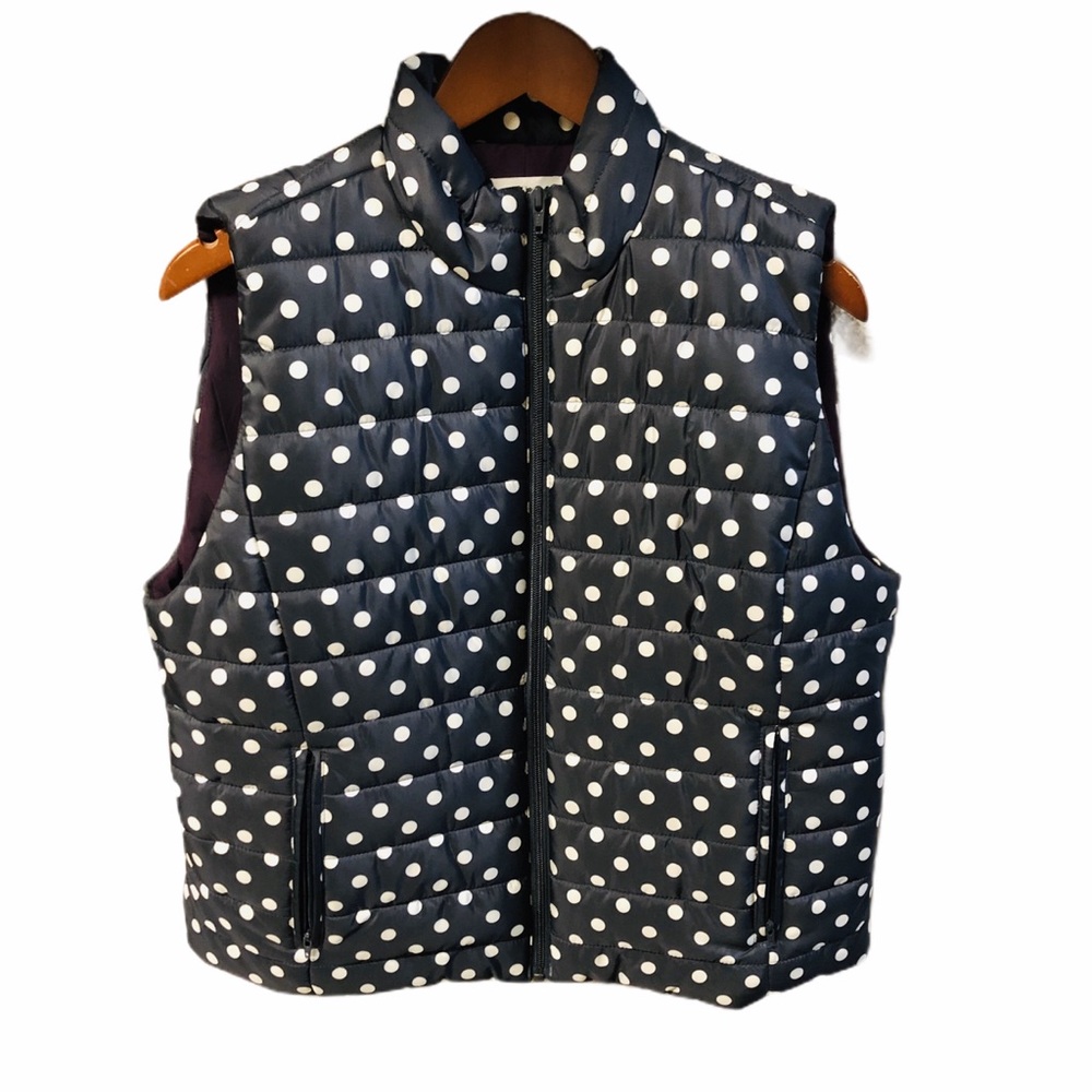 Ann Taylor LOFT Polka Dot Quilted Puffer Vest